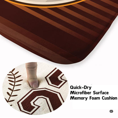 Close-up view of the soft microfiber surface, baseball batter medallion, and striped lines - thumbnail image 3 of 7