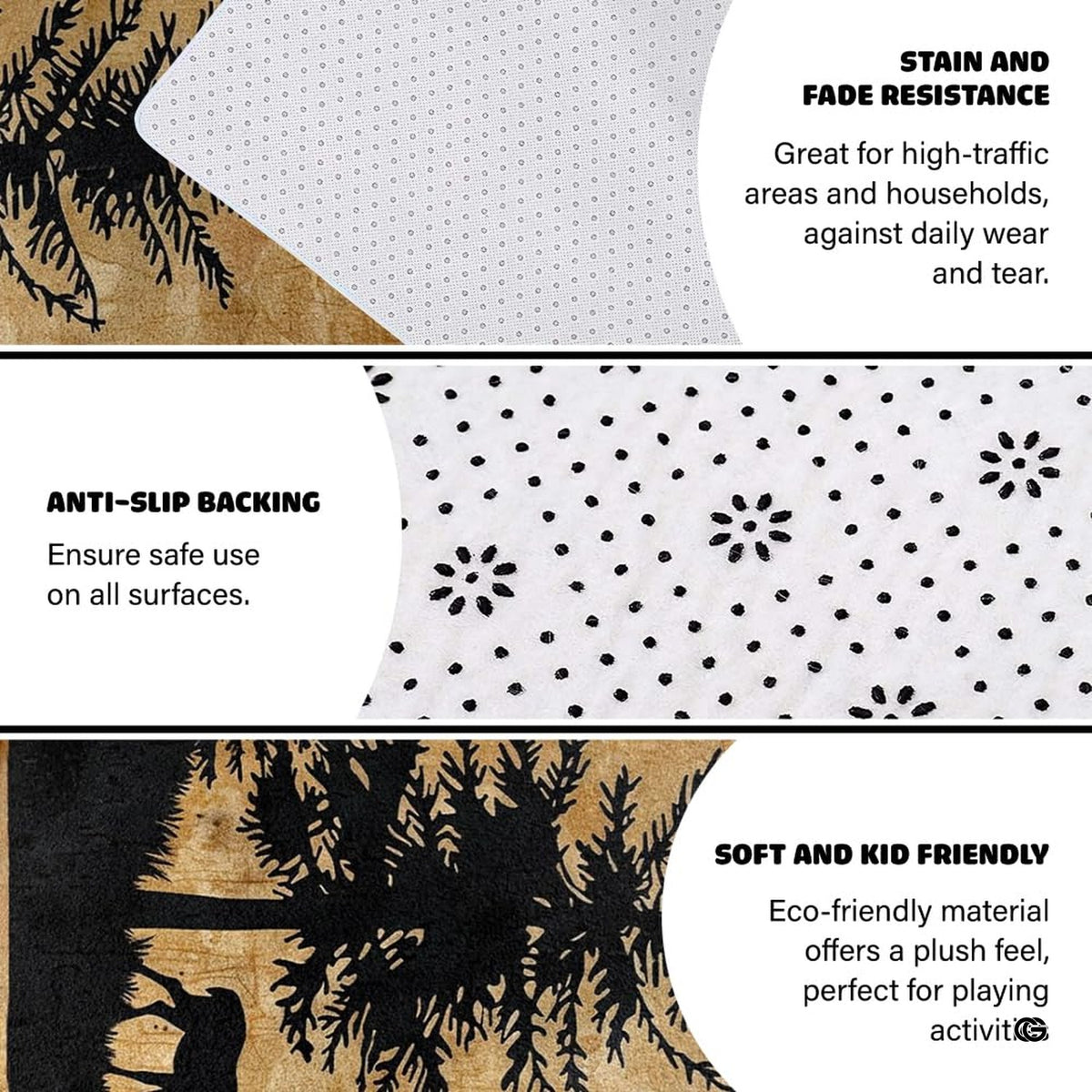 Non-slip grip backing texture and resilient construction of deer area rug. - image 6 of 7