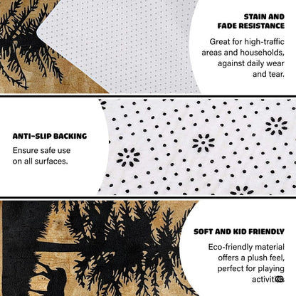 Non-slip grip backing texture and resilient construction of deer area rug. - thumbnail image 6 of 7
