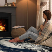 Dimensions and sizing chart for rustic plaid crescent moon owl area rug - thumbnail image 2 of 8