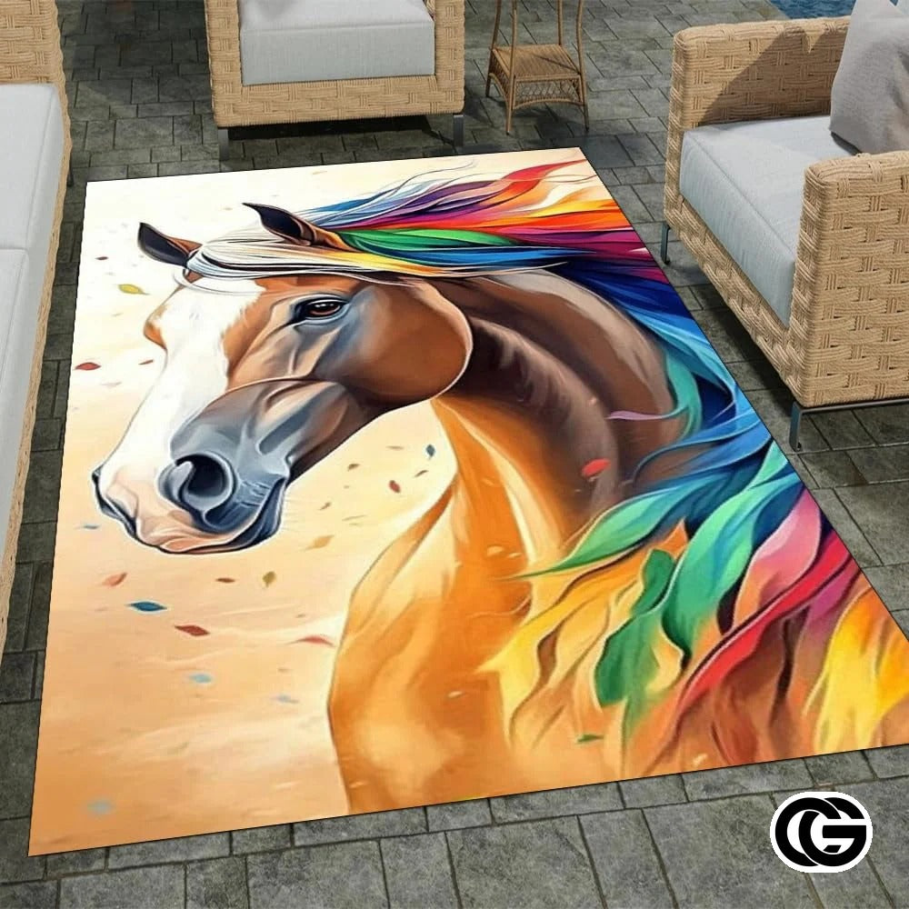 Custom Running Horse Welcome Mat for Front Door and Entryway