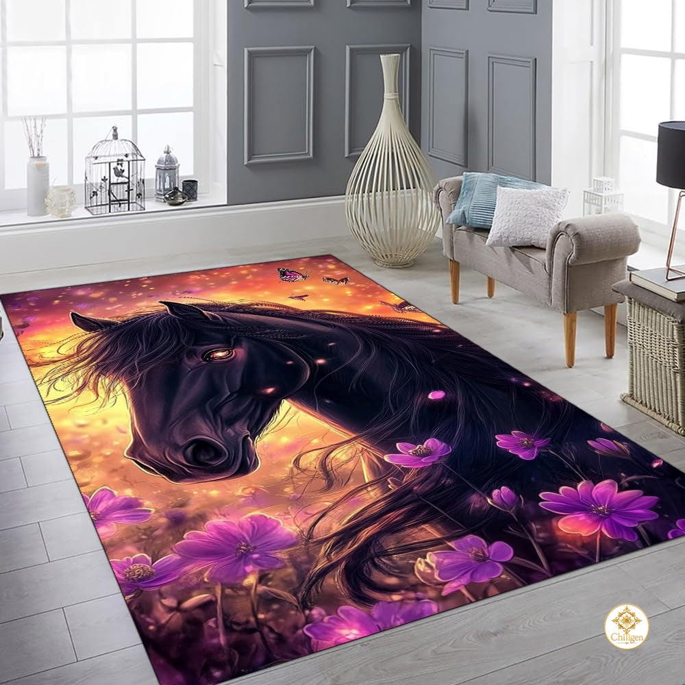 Custom Running Horse Welcome Mat for Living Room and Bedroom