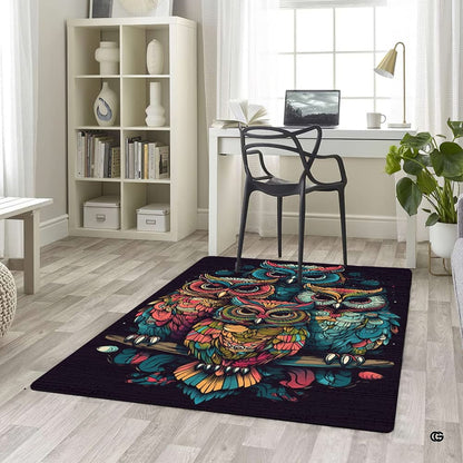 Vibrant boho multicolor owls area rug styled in modern living room setting - thumbnail image 5 of 8