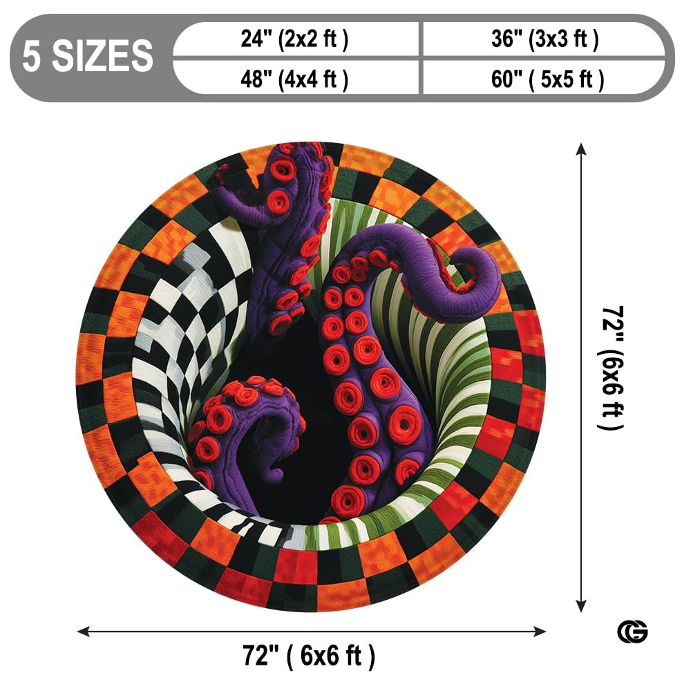 Custom Halloween 3D Effect Optical Illusion Spooky Round Rug (D4)