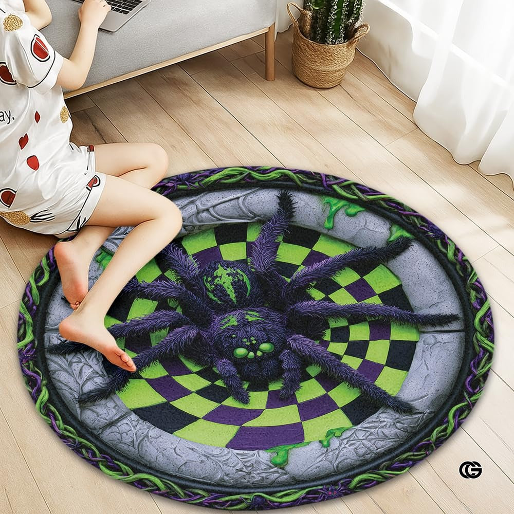 Custom Halloween 3D Effect Optical Illusion Spooky Round Rug (D6)