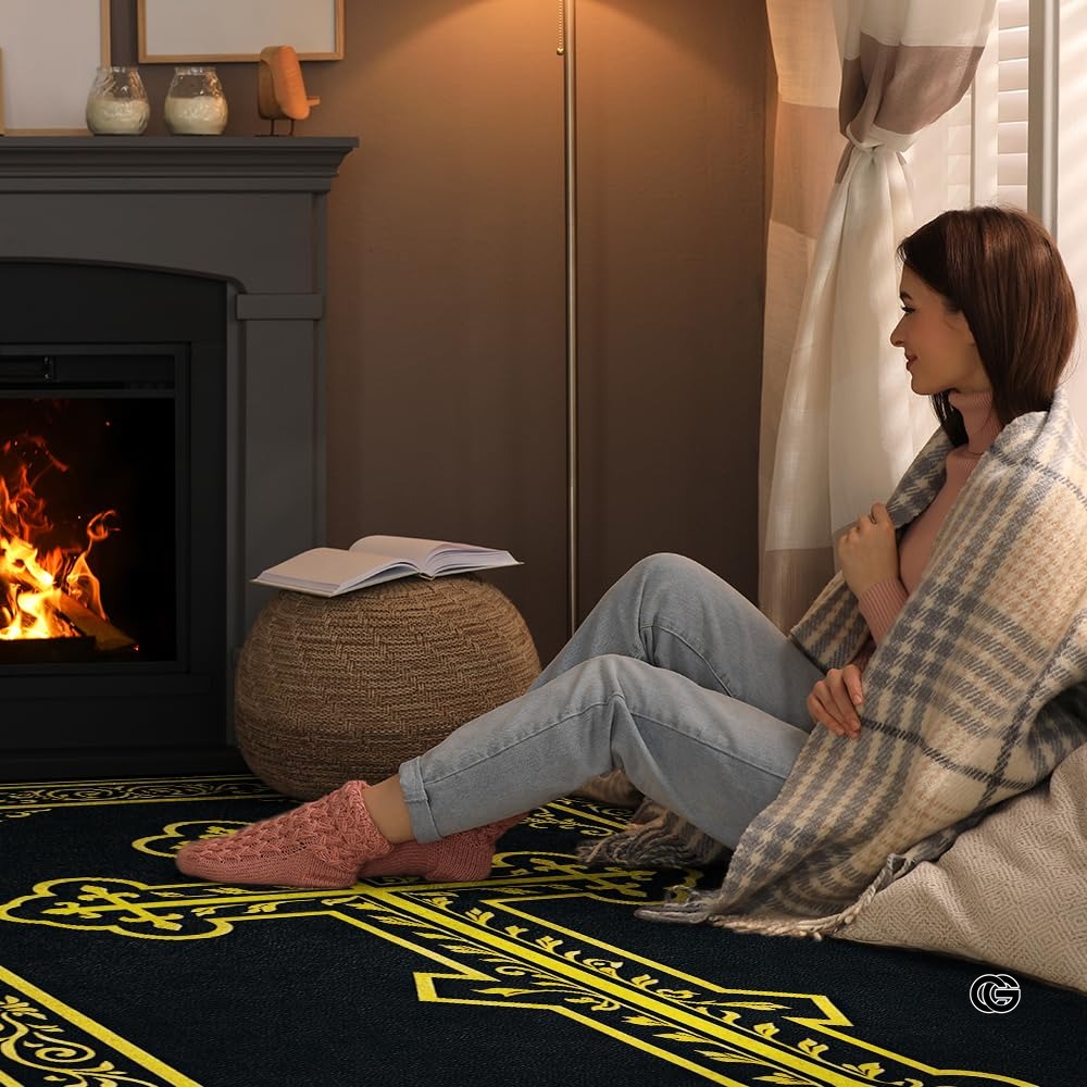 Personalized Orthodox Christian Area Rug, Custom Eastern Orthodox Russian Greek Byzantine Non-Slip Rug for Women Men, IC XC Nika Cross Mat for Living Room, Bedroom, Church Decor (D6)