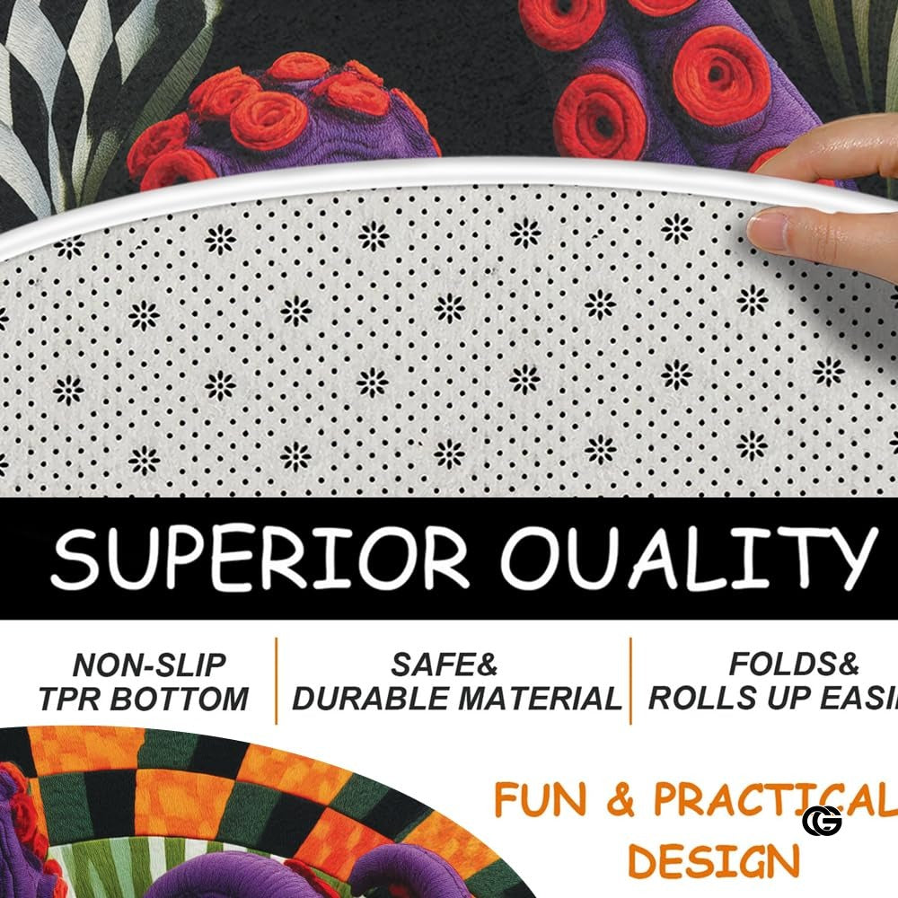 Custom Halloween 3D Effect Optical Illusion Spooky Round Rug (D4)