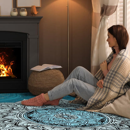Curated interior room scene featuring circle area rug living room focal point with artistic mandala design - thumbnail image 8 of 8