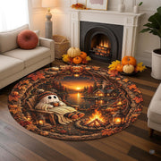 Custom Halloween 3D Optical Illusion Round Rug Skeleton Horror Area Rug (1, #11)