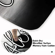 Close up texture detail of soccer cleats area rug soft pile surface and hemmed edges. - thumbnail image 3 of 8