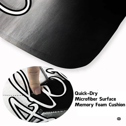 Close up texture detail of soccer cleats area rug soft pile surface and hemmed edges. - thumbnail image 3 of 8