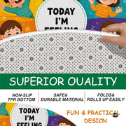 Wheel of Feelings and Emotions Round Rug, Educational Mental Health Rug for Classroom, Educational Animal Shape School Mat, Back to School Gift (Feeling 1)