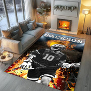 Closeup view of the soft microfiber surface and dynamic flame artwork details - thumbnail image 3 of 9