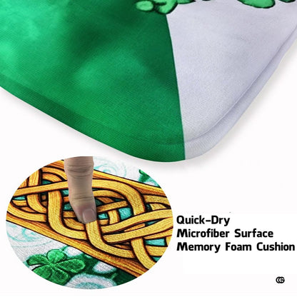 Soft low-pile microfiber fabric and foam cushioning detail of Celtic cross rug - thumbnail image 3 of 8