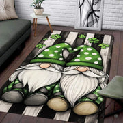 Irish lucky gnomes shamrock green living room area rug with heart polka dot hats - thumbnail image 1 of 8