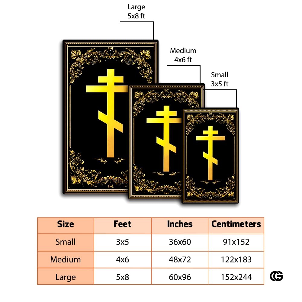 Personalized Orthodox Christian Area Rug, Custom Eastern Orthodox Russian Greek Byzantine Non-Slip Rug for Women Men, IC XC Nika Cross Mat for Living Room, Bedroom, Church Decor (D3)