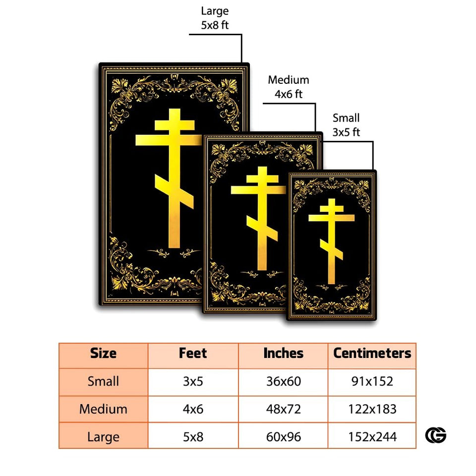 Personalized Orthodox Christian Area Rug, Custom Eastern Orthodox Russian Greek Byzantine Non-Slip Rug for Women Men, IC XC Nika Cross Mat for Living Room, Bedroom, Church Decor (D3)