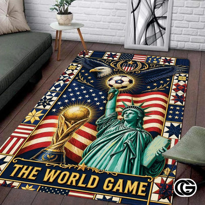 Personalized Soccer welcome mat with Trophy and Flag Details - D8
