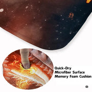 White dragon art rug featuring bright flames and cosmic midnight blue starry details. - thumbnail image 3 of 7