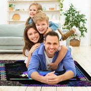 Holographic western cowboy mandala living room area rug styled in modern living room setup - thumbnail image 5 of 7