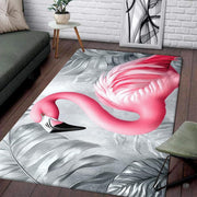 Dimensions and sizing chart for pink flamingo monochrome palm area rug - thumbnail image 2 of 7