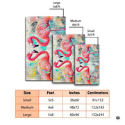 Soft low-pile microfiber fabric and interior foam layer of coastal flamingo rug - thumbnail image 3 of 7