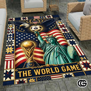 Personalized Soccer welcome mat with Trophy and Flag Details - D8