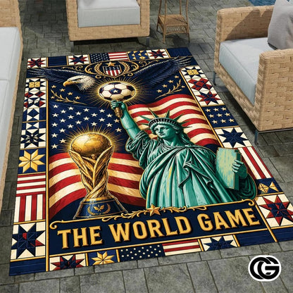 Personalized Soccer welcome mat with Trophy and Flag Details - D8