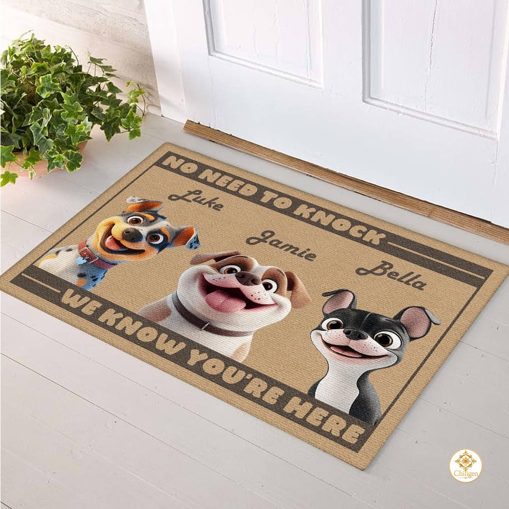 Personalized Dog Doormat with Custom Text and Non Slip Backing