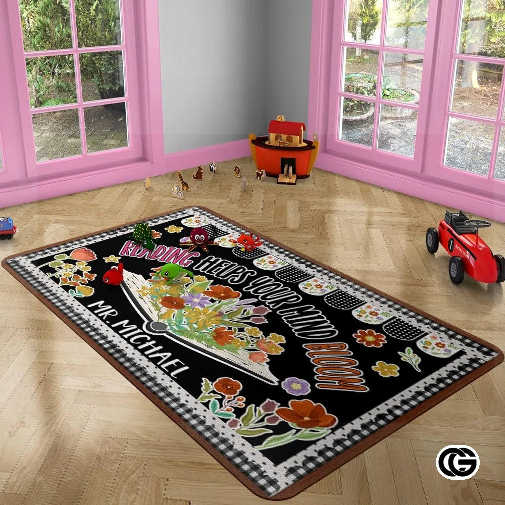 Custom Handprints Welcome Mat with Colorful Design and Text - Reading