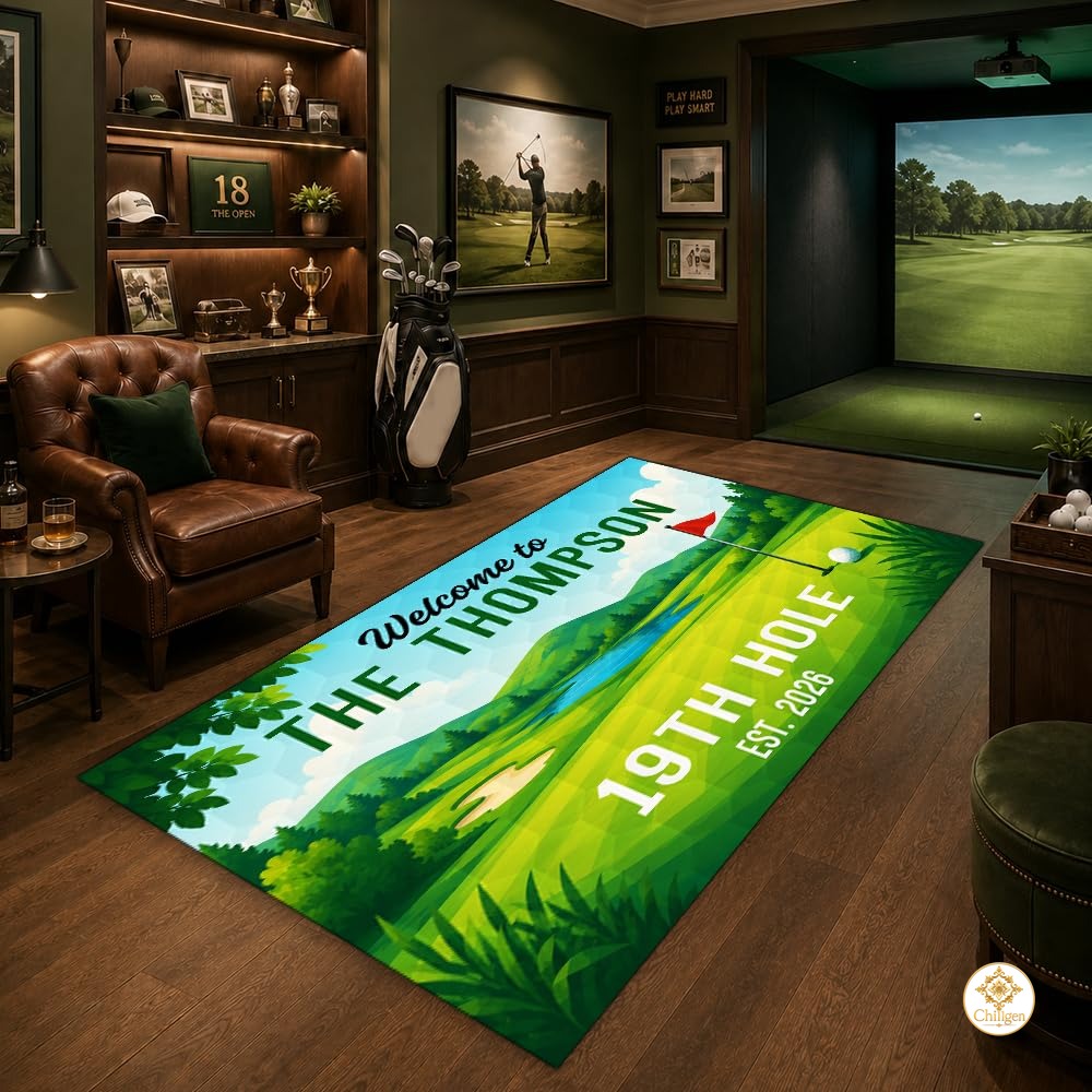 Custom Golf Area Rug with Non Slip Design and Low Pile