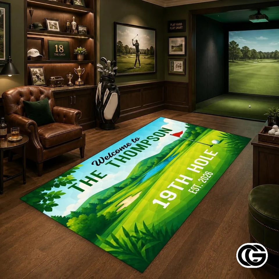 Custom Golf Area Rug with Non Slip Design and Low Pile
