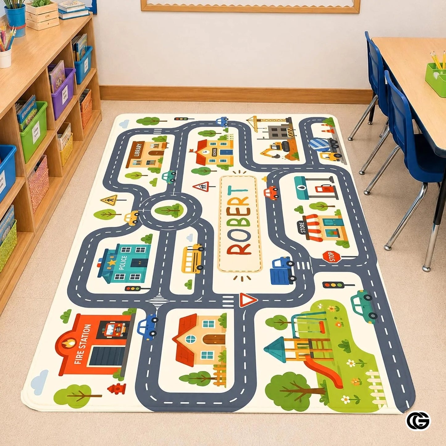 Personalized Road Map Door Mat with Custom Town Design - Map 1