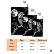 Monochrome owl area rug accenting a contemporary reading lounge alongside sleek furniture. - thumbnail image 4 of 8