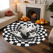 Personalized Halloween 3D Optical Illusion Ghost Round Rug (A04)