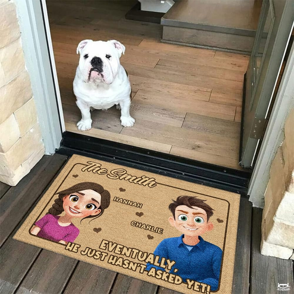 Personalized Family Couple Doormat, Custom Couple Husband Wife Doormat Gift, Outdoor Front Door Rug on Birthday, Christmas, Anniversaries, Valentine's Day for Him Her Woman (S5)