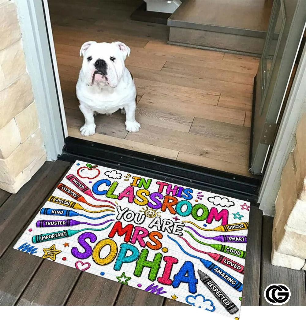 Personalized Classroom Doormat with Custom Teacher Name - Class-10