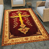 Personalized Orthodox Christian Area Rug, Custom Eastern Orthodox Russian Greek Byzantine Non-Slip Rug for Women Men, IC XC Nika Cross Mat for Living Room, Bedroom, Church Decor (D10)