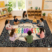 Custom Notebook Welcome Mat for Kids and Classroom - Galaxy Style D02 / 2' x 3' (Rectangular)