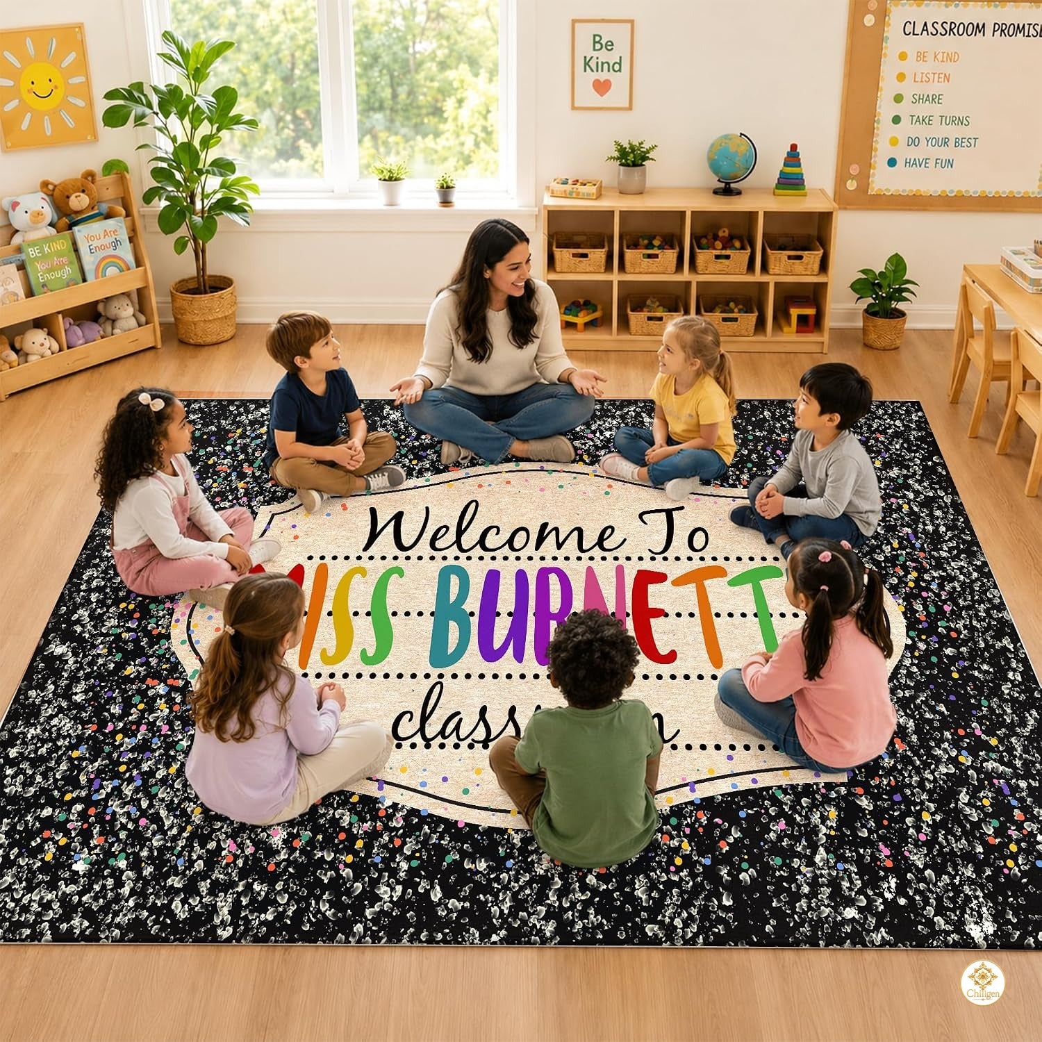 Custom Notebook Welcome Mat for Kids and Classroom - Galaxy Style D02 / 2' x 3' (Rectangular)