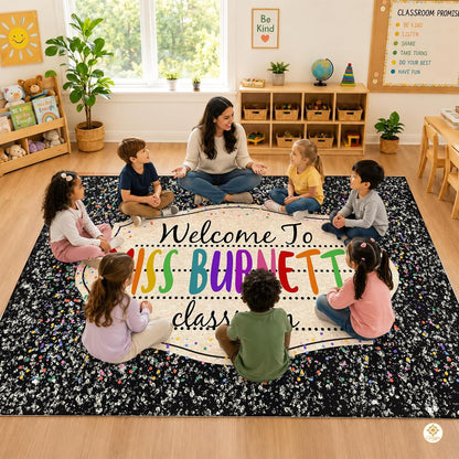 Custom Notebook Welcome Mat for Kids and Classroom - Galaxy Style D02 / 2' x 3' (Rectangular)