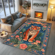 Living room arrangement showing royal blue seated tiger rug on wooden floor - thumbnail image 5 of 8