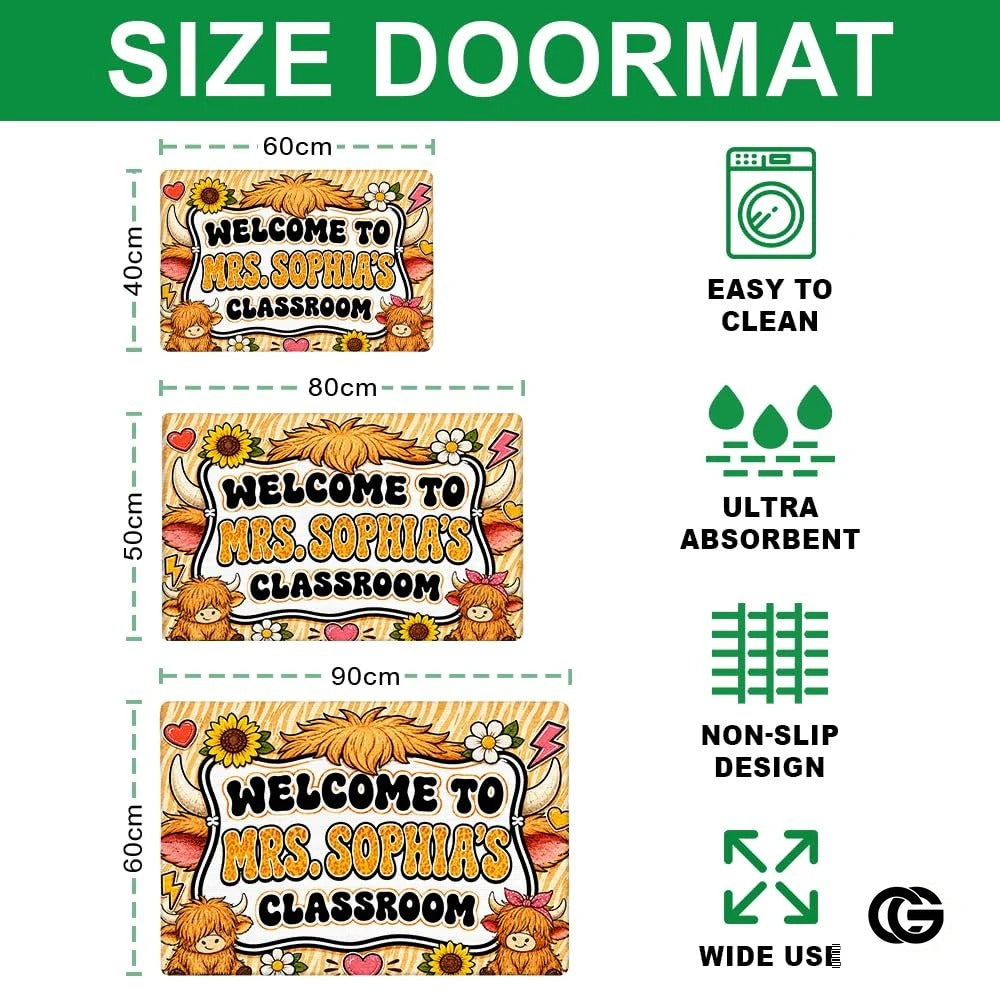 Personalized Classroom Doormat with Custom Teacher Name - Class-07