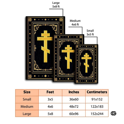 Personalized Orthodox Christian Area Rug, Custom Eastern Orthodox Russian Greek Byzantine Non-Slip Rug for Women Men, IC XC Nika Cross Mat for Living Room, Bedroom, Church Decor (D2)