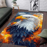 Atmospheric eagle graphic rug displayed on hardwood flooring showing rich fiery tones. - thumbnail image 7 of 7