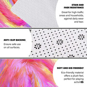 Detailed perspective of the vivid oil paint aesthetic and avian motif on a Chillgen area rug. - thumbnail image 7 of 7