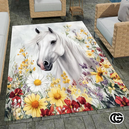 Custom Running Horse Welcome Mat for Front Door and Entryway - Horse-ds02