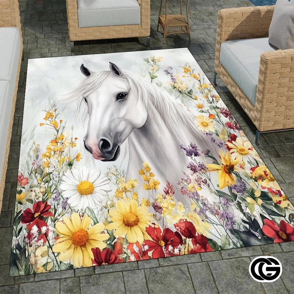 Custom Running Horse Welcome Mat for Front Door and Entryway - Horse-ds02