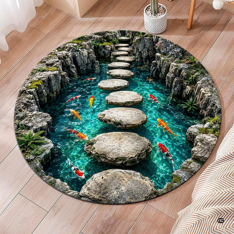 Stepping stone koi canyon 3d illusion area rug - view 1