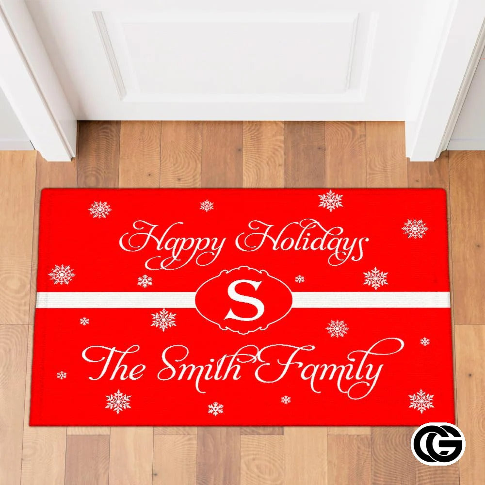 Personalized Christmas Doormat with Family Name and Address